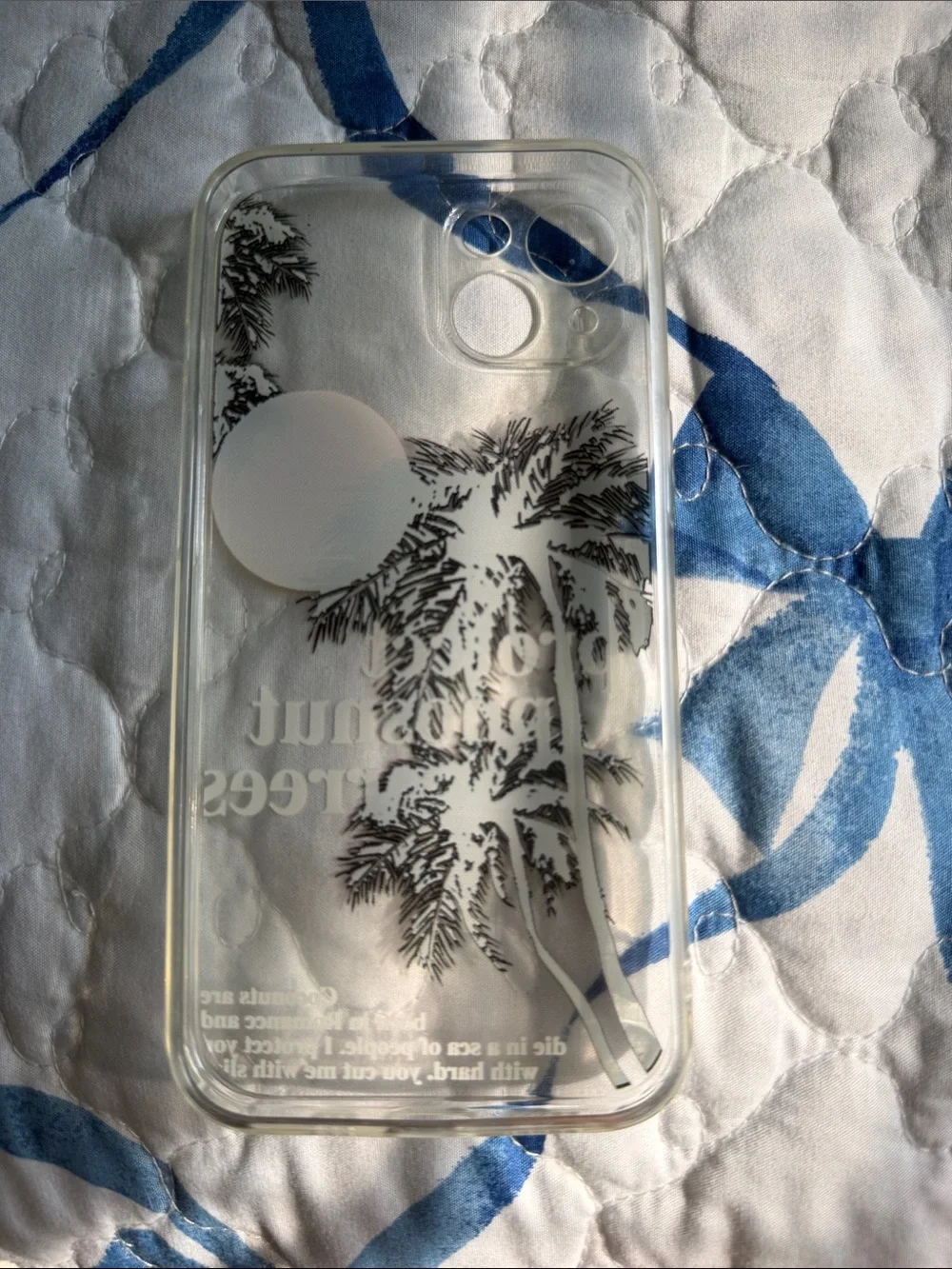 Clear Glitter Palm Tree Phone Case with Pink Sunset